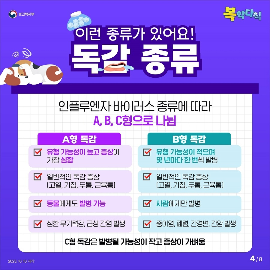 이런 종류가 있어요! 독감 종류
